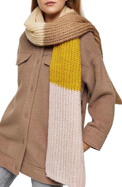 Topshop Womens Chunky Colorblock Knit Scarf Pink Multi