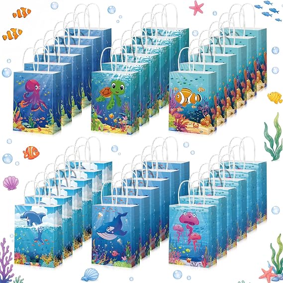 Pajean 18 Pack Under the Sea Party Favor Bags, Ocean Animals Theme
