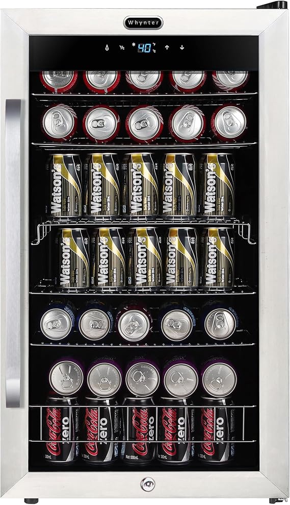 Whynter Beverage Refrigerator Mini Fridge, 136 Can, Glass Door, BR-1211DS