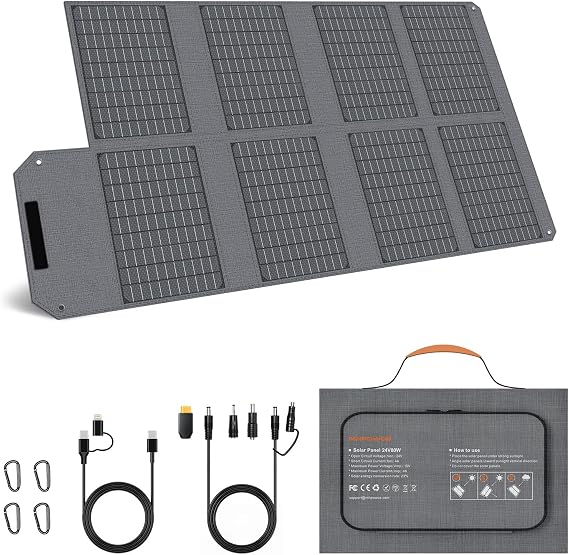Solar Panel 80W Portable Solar Panel Foldable Solar Panel with USB A & USB C Portable Power Plant for iPhone iPad Camping Outdoor Travel RV