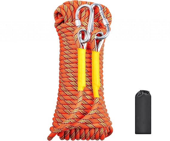 Climbing Rope, Dynamic Rock Climbing Rope, Braided Polyester Arborist Rigging Rope, Escape Equipment in 32ft/64ft/96ft/160ft/230ft/500ft/985ft with Carry Bag