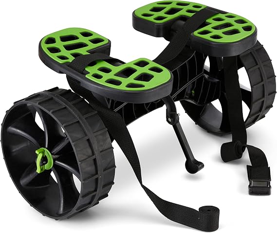 ULTICOR Kayak Cart, Puncture-Free Wheels Assembles and Disassembles Within Seconds Easy to Store No Tools Required All-Terrain Durable Kayak and Canoe Cart with Adjustable Straps (Black- Green)