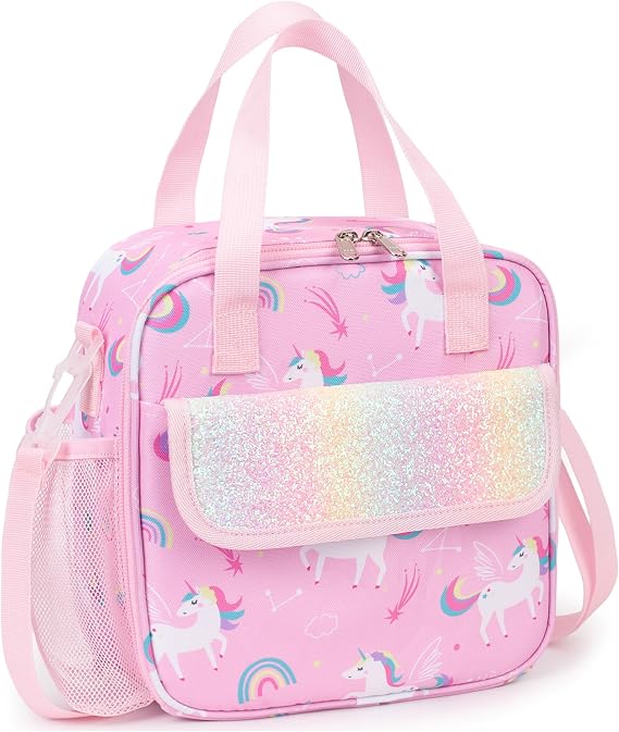Insulated Leakproof Girls Lunch Bag Box with Shoulder Strap Back to School