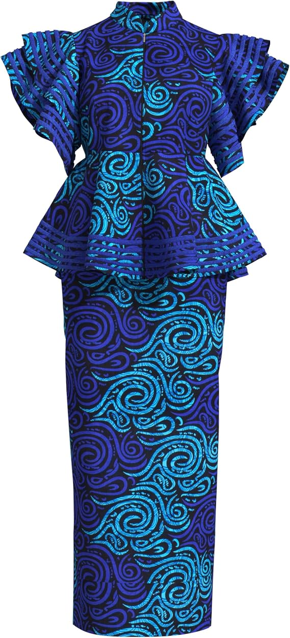 BAZINRICHE Women African Attire Clothing Dashiki Outfits Dress Skirt Set