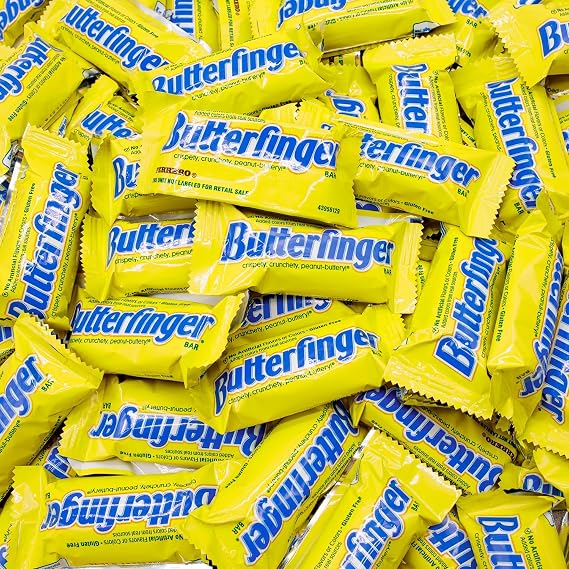 Butterfinger Candy Bars 1 lb Anti Melt Pack, Crunchy Peanut Center, Chocolatey Shell, Individually Wrapped, Bulk Resealable Bag, Fun Size