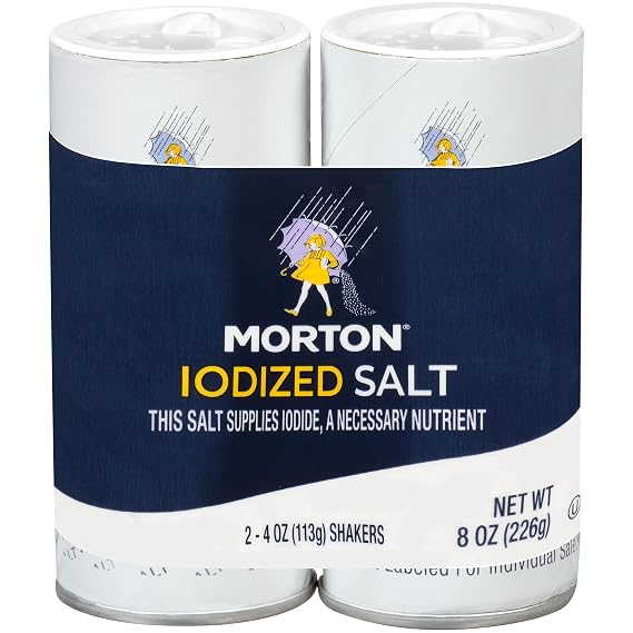 Morton Salt Iodized Salt Shaker, 8 oz, 1 Pack of 2 Shakers