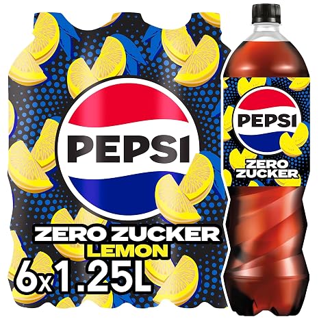 Pepsi Zero Sugar Lemon 6 x 1.25 L - Caffeinated Cola Lemon Flavour