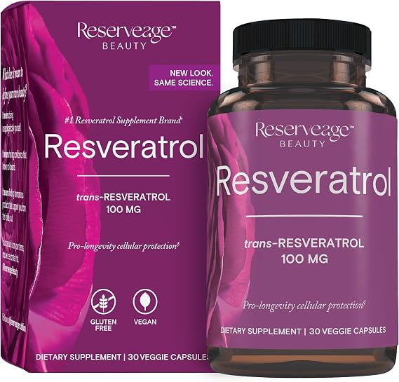 Reserveage Beauty Resveratrol 100 mg, Antioxidant Supplement, 30 Capsules