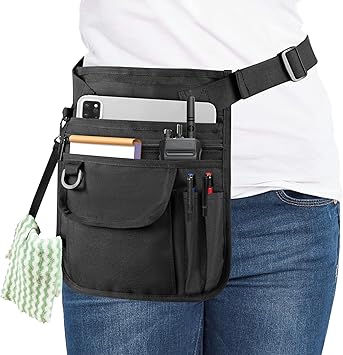 Rexmica Waitress Server Apron with Multiple Pockets, Server Waist Pouch with Adjustable Belt, Waist Apron for Waitress, Waiter, Women Men Server, Waiter Server Apron Bag for Restaurant, Bistro, Cafe