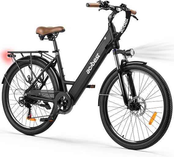ACTBEST Core Electric Bike for Adults - 468Wh Removable Battery, 26 inch Step Thru Electric Bicycle, Peak 750W Brushless Motor Cityrun Ebike, with 7 Speed, Up to 50 Miles
