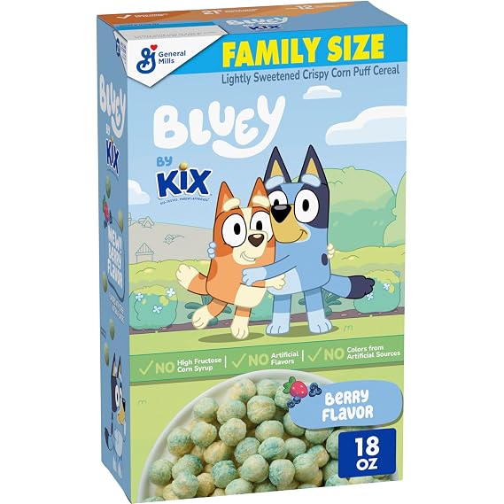 Bluey By Kix, Berry Corn Puff Breakfast Cereal, Family Size, 18 oz