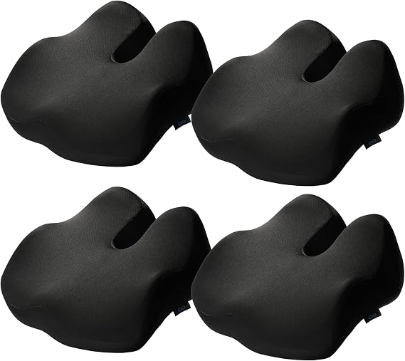 Everlasting Comfort Elevate Series Doctor Recommended Memory Foam Seat Cushion for Office Chairs & Car - Ergonomic Desk Accessories - Cushions for Tailbone Pain Relief (Charcoal Black, 4 Pack)
