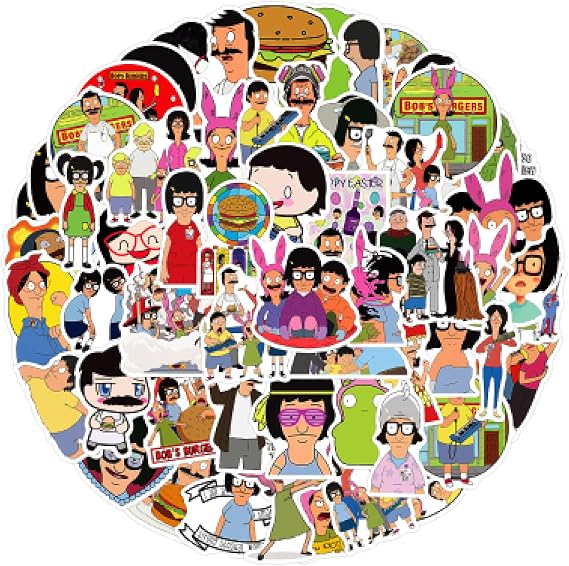 100PCs Cartoon Burgers Stickers, Animated Waterproof Vinyl Stickers for Laptop, Water Bottle, Phone - Kawaii Durable Cute Aesthetic Decals, DIY Crafts for Scrapbooking, Journaling. B-burg100