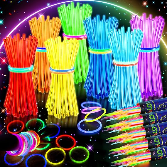 HONLYNE 500 Pack Glow Sticks Party Favors Bulk, 8" Glow in the Dark Party Supplies, Party Favors for Kids 8-12, Neon Glow Stick Bracelets & Necklaces for Raves, Halloween, Christmas, Birthdays