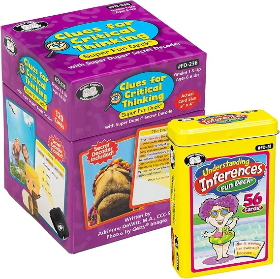 Super Duper Publications | Clues for Critical Thinking Secret Decoder Fun Deck | Understanding Inferences Flash Cards | Problem Solving and Reasoning Skills Bundle | Educational Learning Materials