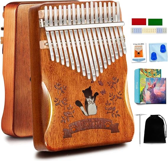 Everjoys Kalimba Thumb Piano 17 Keys w/Free Online Lesson for Adult