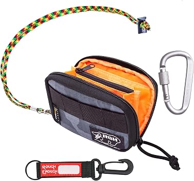 Rough Enough Mens Credit Card Holder Wallet with Detachable Lanyard, Black Camo Cordura Zip Around Card Case with Zipper Coin Pocket, Holds 20 Cards (5x3.5 Inch)