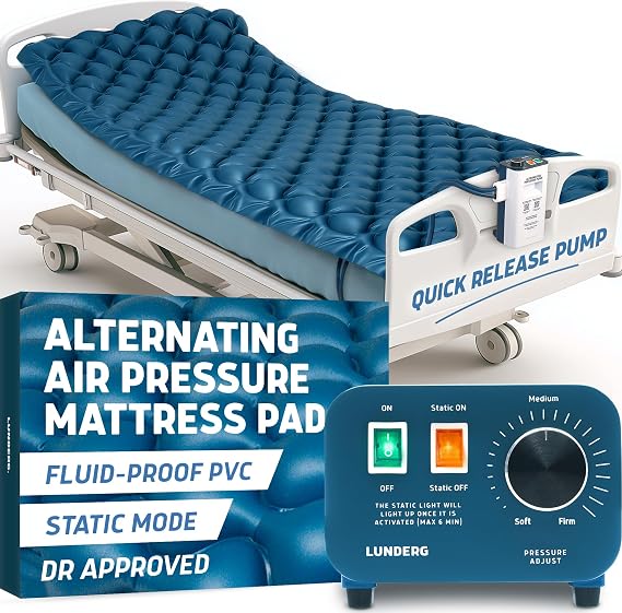 Lunderg Alternating Air Pressure Mattress Pad with Static Mode & Quiet Pump