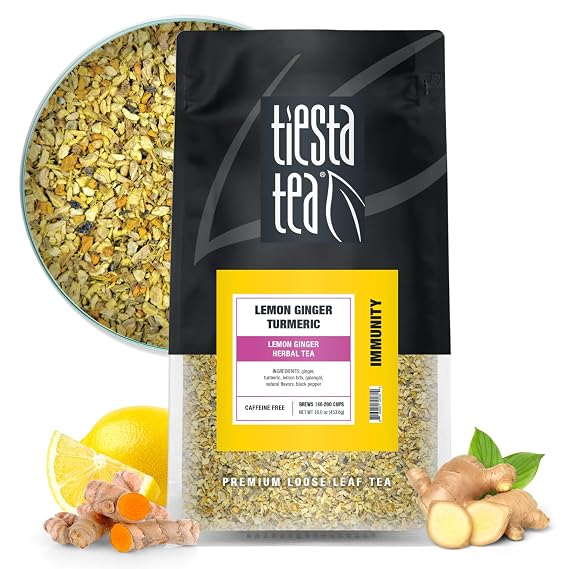 Tiesta Tea Lemon Ginger Turmeric Loose Leaf Lemon Ginger Herbal Tea 16oz