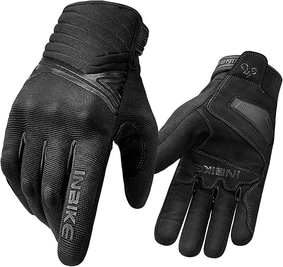 INBIKE Waterproof Winter Motorcycle Gloves Thermal Fleece Touchscreen with TPR Palm Pad Cushioning Hard Knuckle Black Small