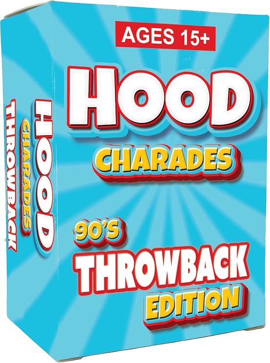 Black Owned Hood Charades 90s Throwback Edition Nostalgic Deck Celebrating Classic Hip-Hop, R&B, Sitcoms, Slang and Dance Moves; Elevates Cookouts, Kickbacks, Reunions, Adult Game Nights