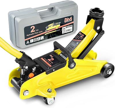 PM PERFORMOTOR Low Profile Hydraulic Trolley ServiceFloor Jack, 2 Ton 4000 lbs Capacity, Lifting Range 5.1-13, Yellow,PM-TOL-FJ20-YL