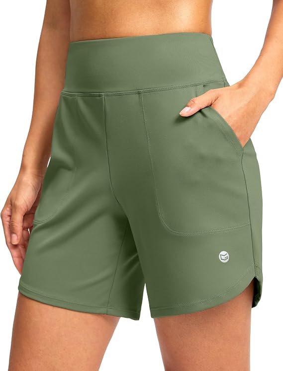 G Gradual Women's Athletic Shorts 6" High Waisted Casual Shorts for Women