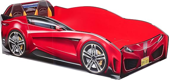 Cilek Spyder Race Car Toddler Bed Frame, Toddler, Red