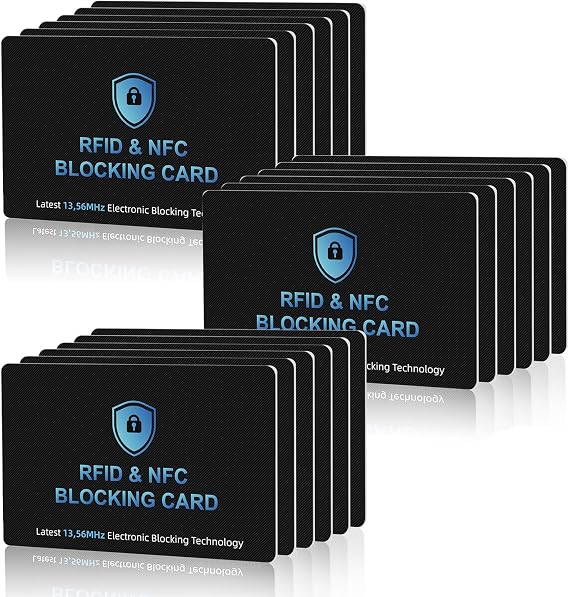 18PCS RFID Blocking Cards Premium Contactless NFC Debit Credit Card Passport Protector Blocker Set for Men & Women, Smart Slim Design Perfectly fits in Wallet and Purse