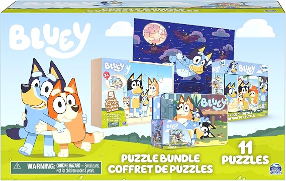 Spin Master Games Bluey 11-in-1 Jigsaw Puzzle Bundle for Preschoolers