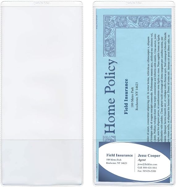 StoreSMART - Clear Plastic Policy/Lotto Ticket Holders with Business Card Pocket - 10 Pack - INS30-10