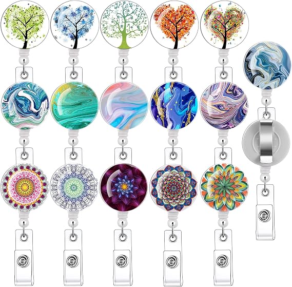 16 Pack Badge Reels for Nurses ID Badge Holder with Clip Retractable Badge Holders