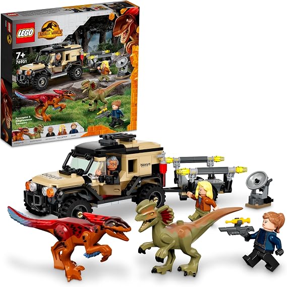 LEGO® Jurassic World Pyroraptor ve Dilophosaurus Nakliyesi 76951-7 Yaş ve Üzeri Yaratıcı Çocuklar için Oyuncak Yapım Seti (254 Parça)