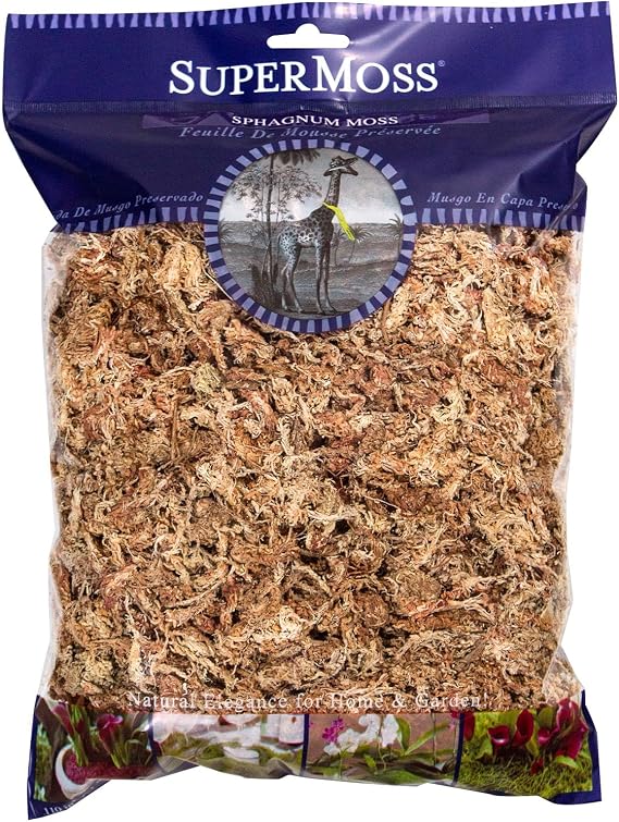 SuperMoss (22306) Sphagnum Moss, Long Lasting Long Fiber Superior Water Retention for Orchid and Nursery Plants, 4 Ounce Natural White