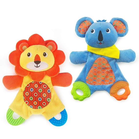Baby Teething Toy, 2pcs Soft Crinkle Montessori Baby Sensory Toys