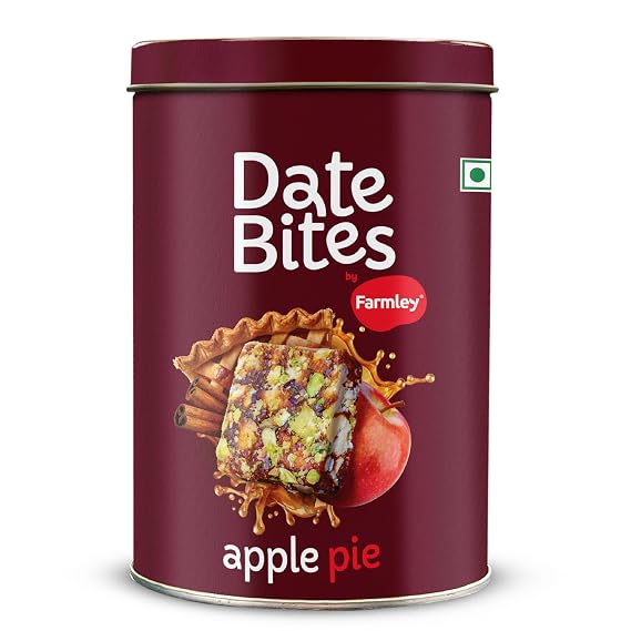 Farmley Date Bites Apple Pie | Snack Jar | Dates with Pistachio, Cashews, Almonds, Cinnamon & Honey | No Added Sugar Energy Bars | Gluten Free Healthy Snack | 200g | (Pack of 10) (7.05 Oz)