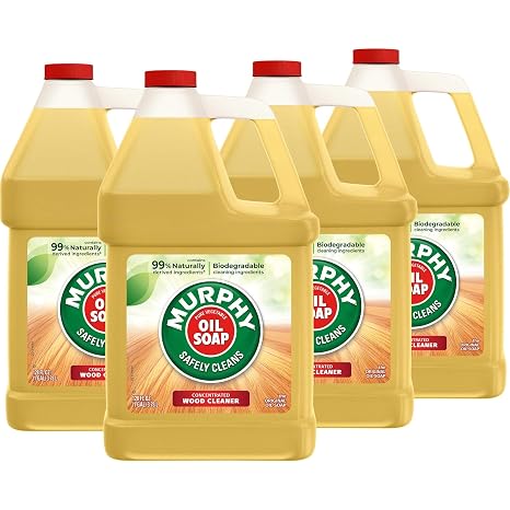 MURPHY OIL SOAP Wood Cleaner & Hardwood Floor Cleaner (128 Fluid Ounces | Case of 4), Concentrated Formula, Original, Multi-Use Natural Wood Cleaner and Furniture Polish