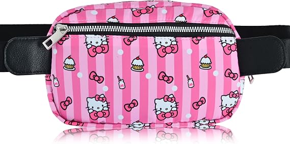 Sanrio Hello Kitty Crossbody Bags for Women | Travel Essentials for Women Fanny Pack Belt Bag with Buckle | Lightweight Travel Accessories Cross Body Bag
