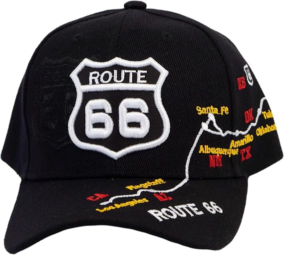 TOP HEADWEAR Route 66 Embroidered Baseball Cap Americana Travel Hat
