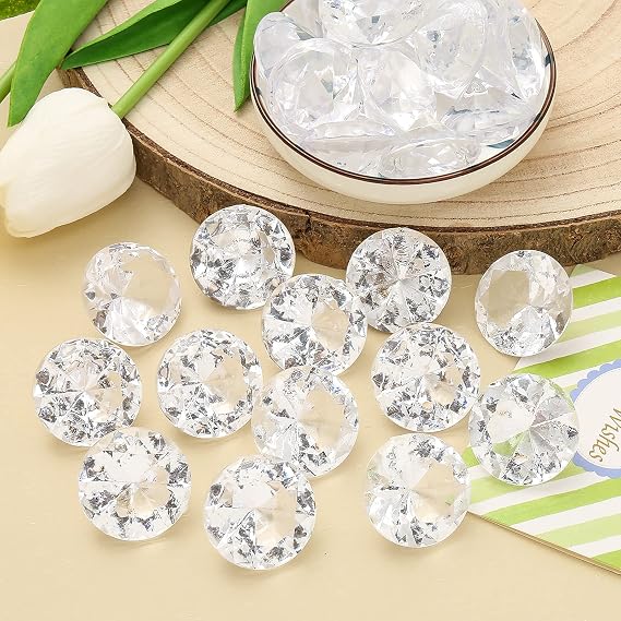 DAHI 30pcs Clear Diamonds Crystals Bright Crystals Diamonds Transparent Crystal Decorative Stones Table Decoration Diamond Wedding Scattered Decoratio
