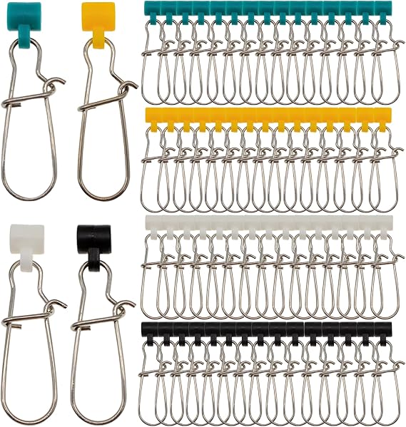 60 Pcs Fishing Line Sinker Slides Catfishing Rig with Duo Lock Snaps, Stainless Steel Heavy Duty Sinker Weights Connector Swivel Snap Kit Saltwater Slider Sinkers(4 Colors)