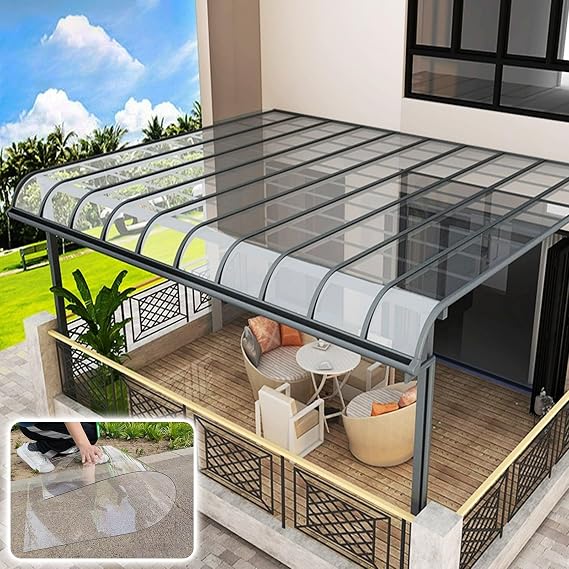 Transparent Polycarbonate Roofing Sheet, Outdoor Patio Greenhouse Panels, UV Rain Protection Rain Pergola Roof Panels, for Patios, Partitions, Etc, Roof(Clear,6x13.1ft)