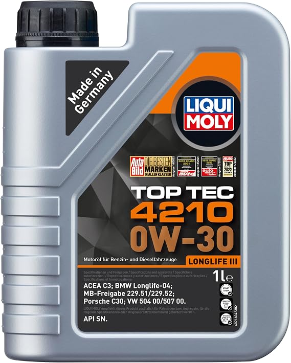 LIQUI MOLY Top Tec 4210 0W-30 1 L Synthesetechnologie Motoröl Art.-Nr.: 21604 Farblos 1 Liter
