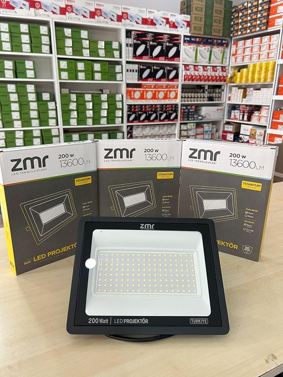 ZMR LED Projektör, 200W, 13600LM, Titanyum Serisi, Siyah-Beyaz [Enerji Sınıfı A]
