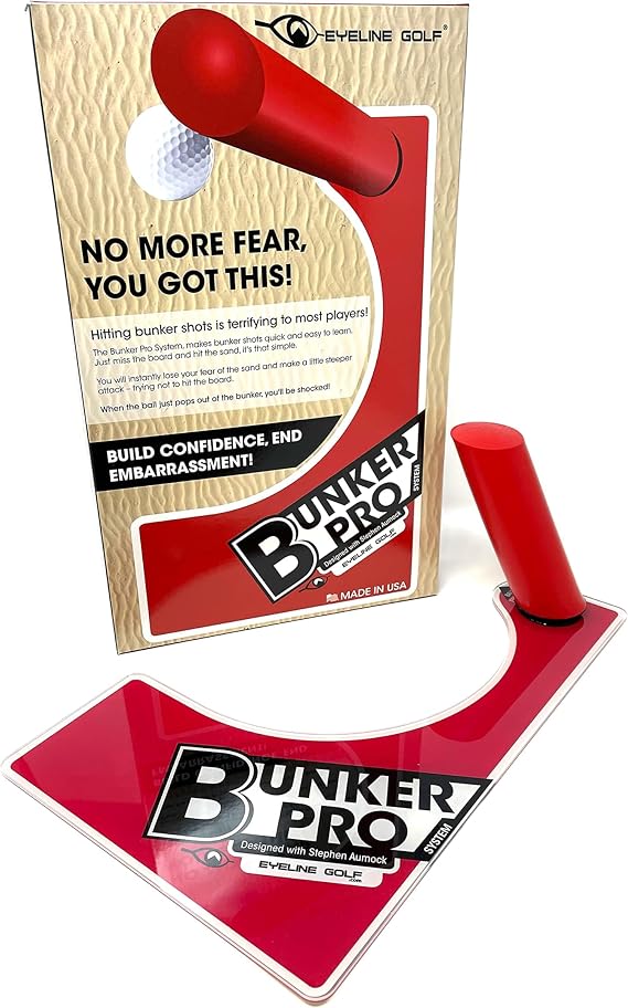 EyeLine Golf Bunker Pro System - Portable Practice Training Aids to Improve Your Shots from Bunker. Get The Ball Out of The Sand Trap and on The Green.  Instant Improvement. Made in USA.