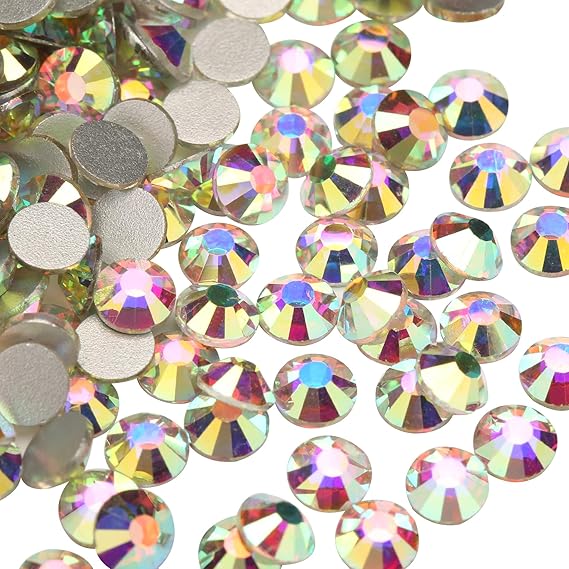 Jollin Crystal Flatback Rhinestones Gems for Crafts 4mm SS16, Crystal AB