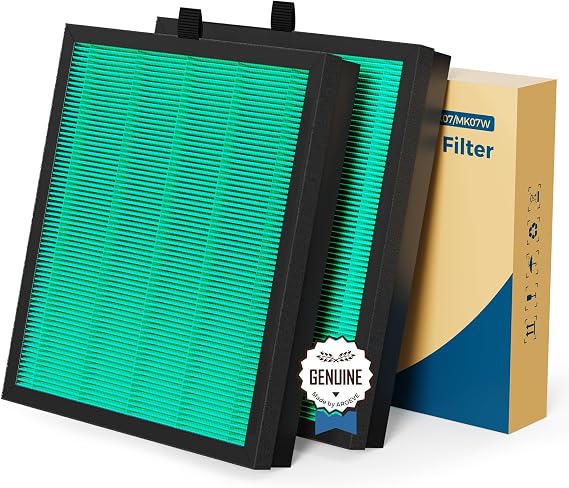 AROEVE MK07 Air Filter Pet Allergy Replacement 4-in-1 Air Purifier Filter, Efficiency Activated Carbon for Dust Pollen Lint Smoke Pet Dander Version (2 Packs)