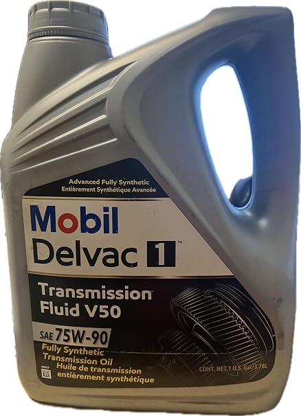 Mobil Delvac 1 Transmission Fluid V50, SAE 75W-90 Synthetic Oil, Gallon