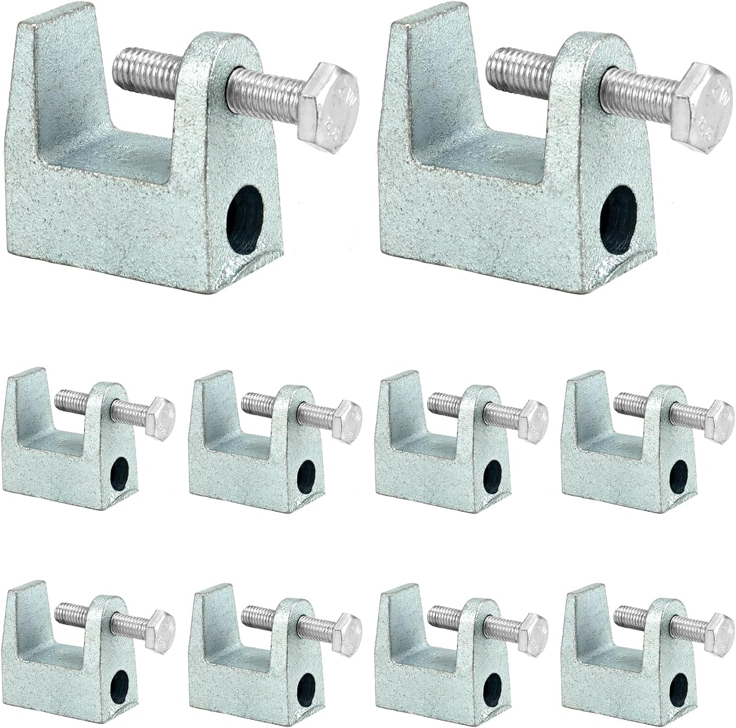 QWORK® 12 Pieces Beam Clamps Bracket, Galvanized Steel, M8 8mm, for Bridge Construction, Construction Engineering