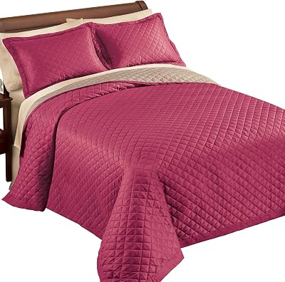 Collections Etc Classic Elegant Reversible 3-Piece Bedspread Set